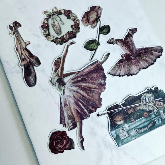 Elegant Ballet Dancer, Recital Outfits, Violin, Piano & Flowers, 34 Stickers - Picture 10 of 15